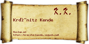 Kránitz Kende névjegykártya